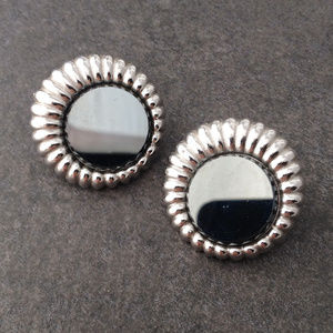 Vintage Silver and Onyx Fashion Earrings